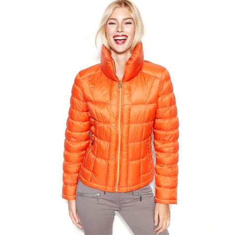 michael kors packable down jacket orange|Michael Kors packable jacket women.